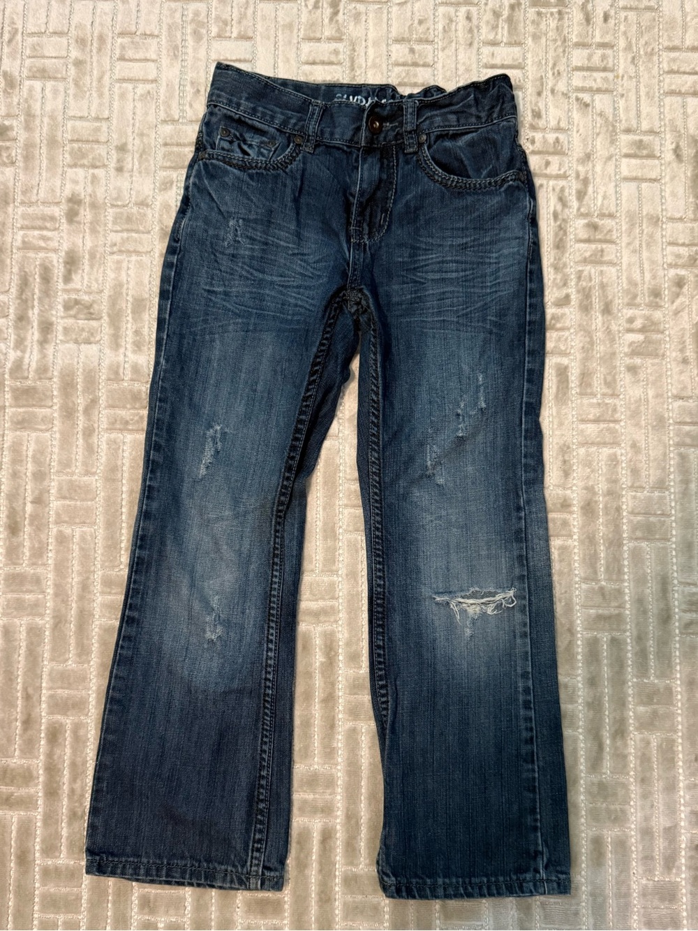 Kids Distressed Dark Blue Jeans